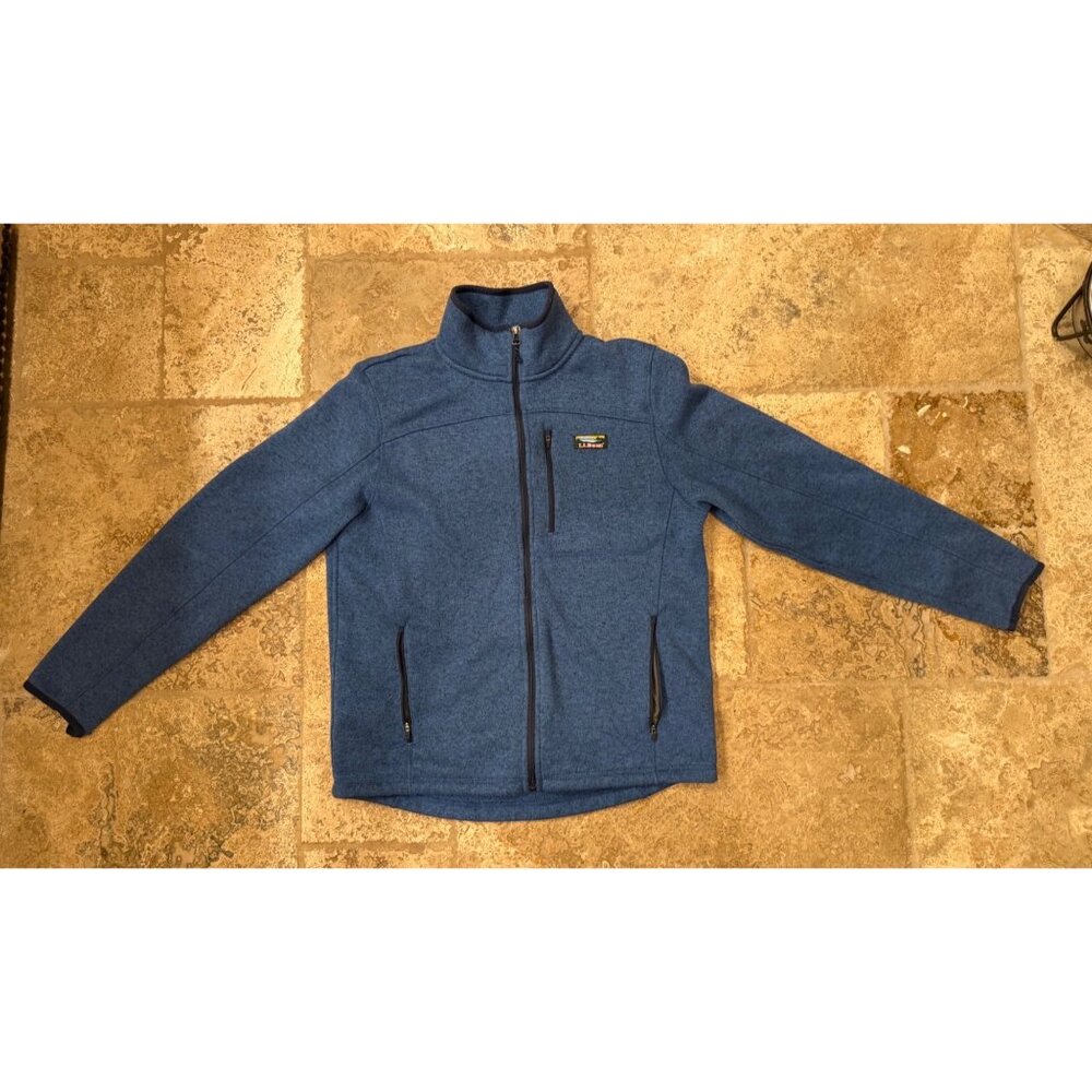 LLBean Mens Slightly Fitted Full-Zip Jacket M Rec Blue Polyester Long Sleeves